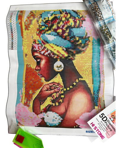 Kit Pintura De Diamantes 5d Africana Para Bricolaje 40x30cm