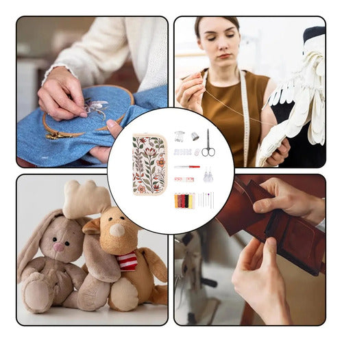 Kit Mini De Costura Completo Viajero 58 Piezas Beige
