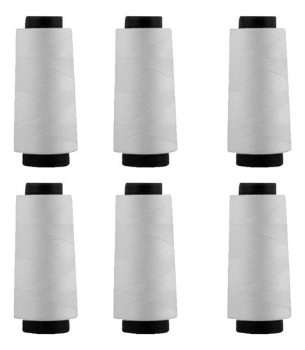 Hilo Importado Coser 100% Poliester 2000 Yardas X 6 Unid Blanco