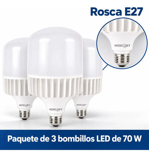 3 Bombillos Led 70 W Rosca E27 110 V 110v Blanco Cálido
