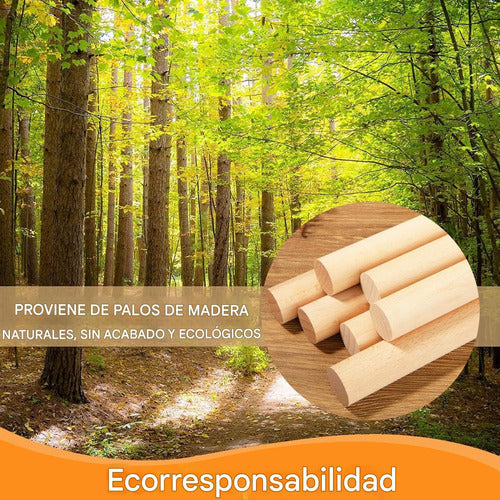 10 Palos De Balso Redondo Madera 12mm X90cm