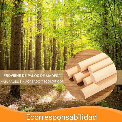10 Palos De Balso Redondo Madera 12mm X90cm