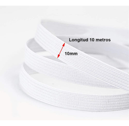 3 Unidades Elastico Resorte Caucho Trenzado 10mm X 10 Metros