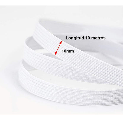 3 Unidades Elastico Resorte Caucho Trenzado 10mm X 10 Metros