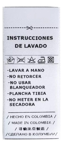 Etiquetas Textiles Con Instrucciones De Cuidado 100 Unidades SIN TALLA