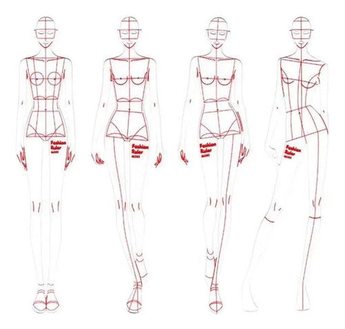 Reglas Para Figurines De Moda Plantillas Diseño Vestuario X4