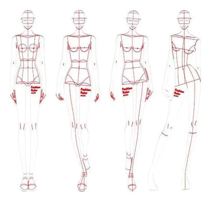 Reglas Para Figurines De Moda Plantillas Diseño Vestuario X4