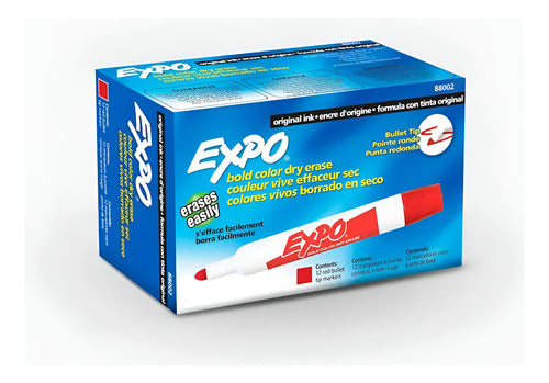 Marcador Expo Borrable Para Tablero Caja X12 Unidades Rojo Rojo