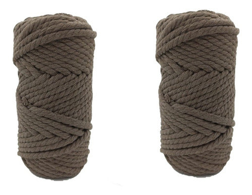 2 Hilos Macrame De Algodón Para Tejer 6mm Cafe Negro