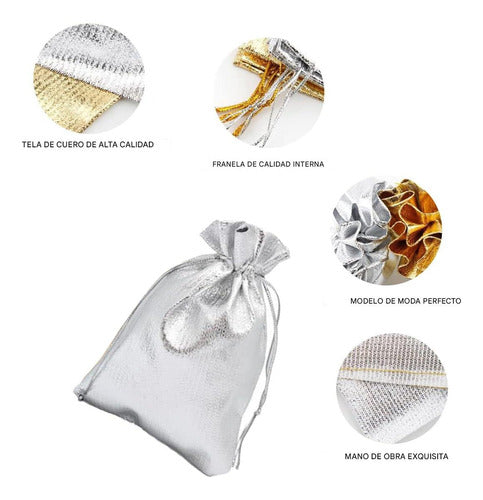 Bolsas Plateadas Con Cordon Dulceros Regalo 15x20 Cm X50 Und