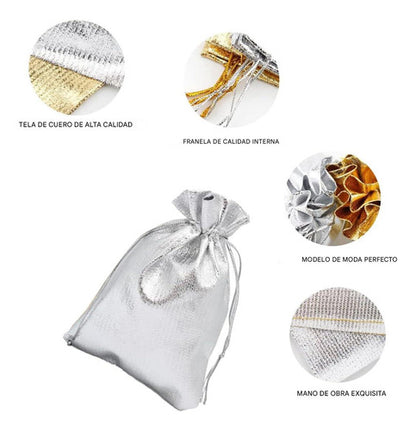Bolsas Plateadas Con Cordon Dulceros Regalo 15x20 Cm X50 Und