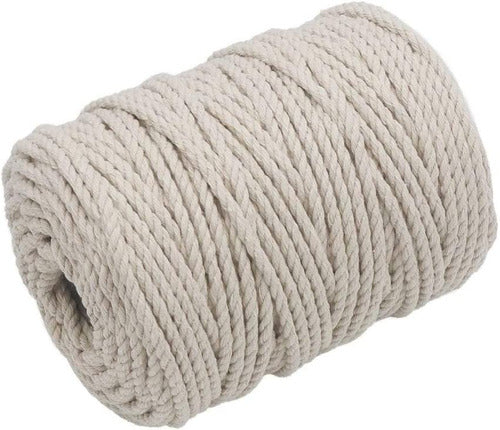 Hilo De Algodón Para Tejer Macramé 6mm Beige X 30 Mts Beige