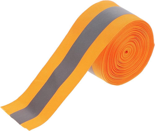 Correa Reflectiva Confeccion Con Cinta Base Tela 5cm X 10m Naranja Neón Cinta reflectiva