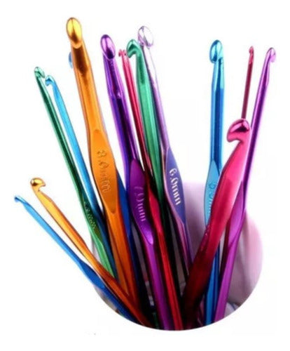 Kit De Agujas Crochet Tejer Aluminio 2.0mm A 6.5mm X 10 Unid