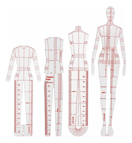 Reglas Para Figurines De Moda Plantillas Diseño Vestuario X4