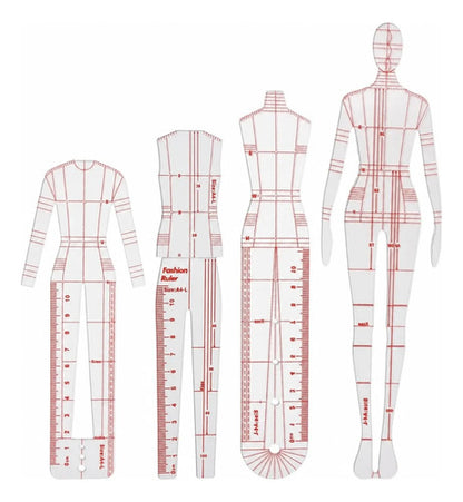 Reglas Para Figurines De Moda Plantillas Diseño Vestuario X4