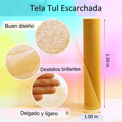 Tela Tul Escarchada Vestidos Faldas Ancho 1.50m  X 1 Mts