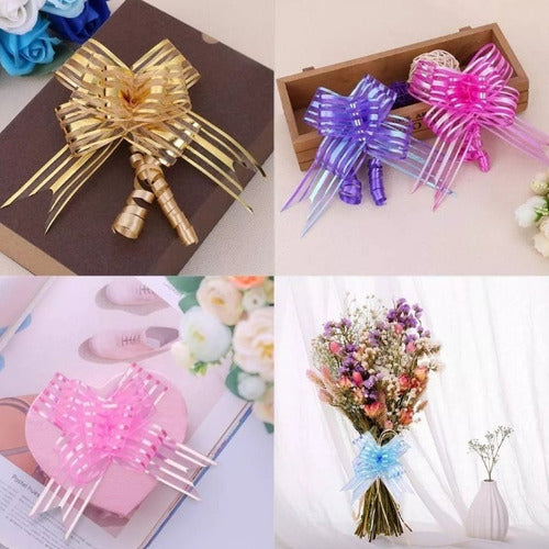 Moños De Regalo Mediano Organza Irizado Navidad 100 Und