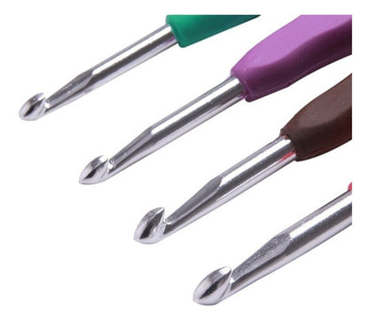 Juego 9 Agujas Crochet Tejer Mango Siliconado 2.0mm-6.0mm