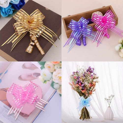 Moños De Regalo Mediano Organza Irizado Navidad 20 Und