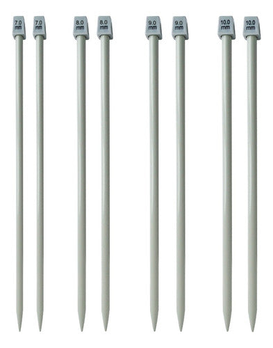 Kit 4 Pares De Agujas Aluminio Grandes Tejer En Dos X35cm Default Title