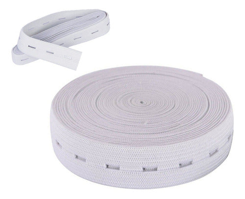 Elastico Resorte Con Ojal Ancho 20mm X 10 Metros Blanco Elastico Ojal