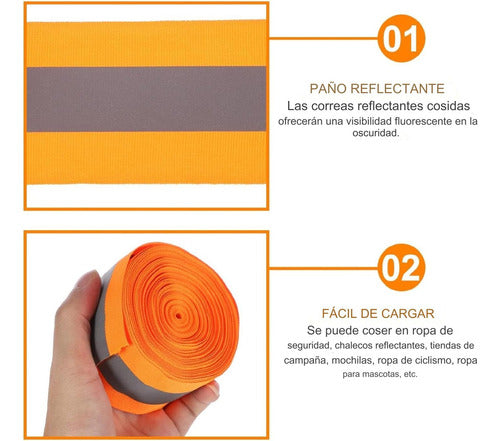 Correa Reflectiva Confeccion Con Cinta Base Tela 5cm X 10m