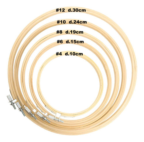 Kit De Aros En Madera Para Bordado 5 Tamaños