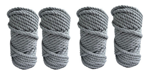 4 Hilos De Algodón Para Tejer Macrame 6mm Gris Claro