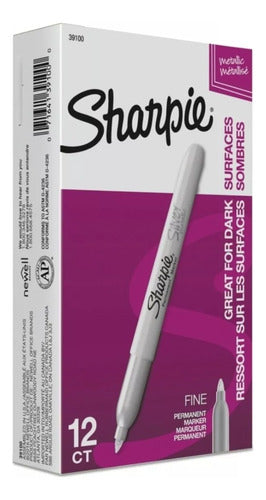 Marcador Sharpie Fine Metal Plata Caja X6 Unidades Default Title