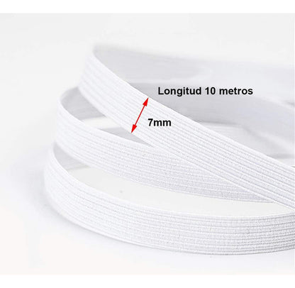 3 Unidades Elastico Resorte Caucho Trenzado 7mm X 10 Metros
