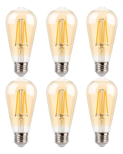 6 Bombillos Vintage Led 4w 2700k 400lm Edison Pera 100-130v Luz Cálida