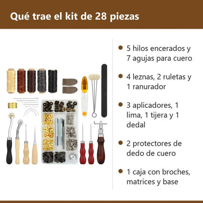 Kit Herramientas Para Cuero Marroquinería Costura 28 Piezas