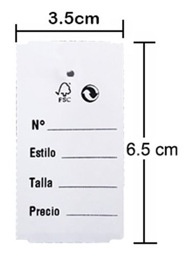 1000 Etiquetas Ropa En Papel Para Plastiflecha 3.5cmx6.5cm
