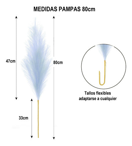 Pampas Decoración 5 Tallos Plantas Artificiales Ramo 80cm