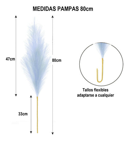 Pampas Decoración 5 Tallos Plantas Artificiales Ramo 80cm