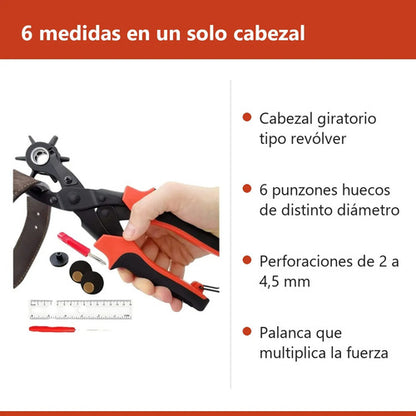 Perforadora De Cuero Sacabocados Pinza Giratoria Cinturones