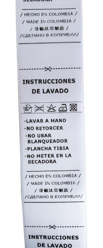 Marquillas Instrucciones De Lavado En Satín. 3x7cm. 100 Unid
