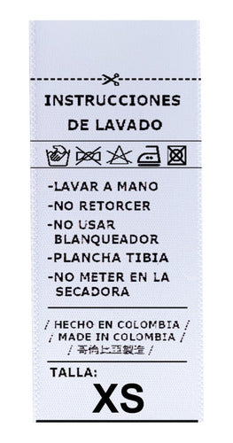 Marquillas Instrucciones De Lavado En Satín. 3x7cm. 100 Unid