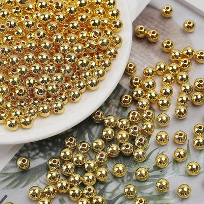 Perlas Doradas En Plastico Para Pulseras Joyeria Collares