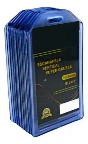 Escarapela Plastica Porta Carnet Vertical 9cmx54mm X 10 Und
