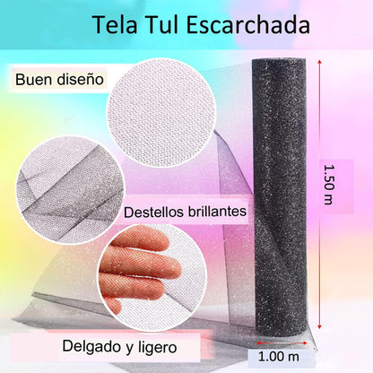Tela Tul Escarchada Vestidos Faldas Ancho 1.50m  X 1 Mts