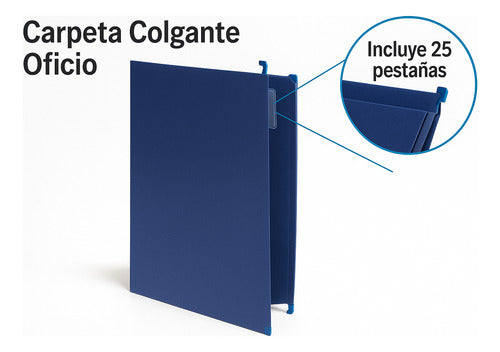 25 Carpetas Colgante Tamaño Oficio Color Azul