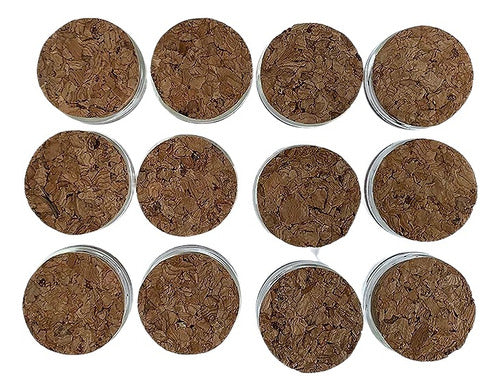 12 Tubos De Vidrio Transparente De 35 Ml Con Tapón De Corcho