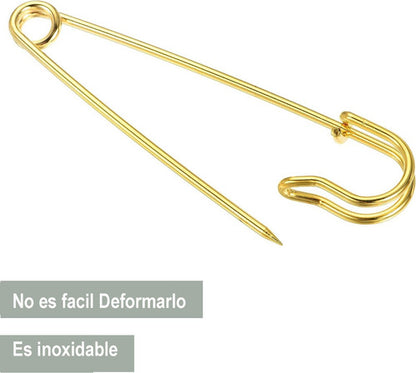 Gancho Grande Alfiler De Seguridad Dorado Falda 7,5cm X10und