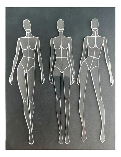 Juego De Reglas Plantilla Bocetos Diseño De Moda  X 3 Und