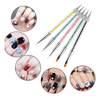 Kit Repujadores Unicolor Doble Punta Bolillo Y Pinceles X5