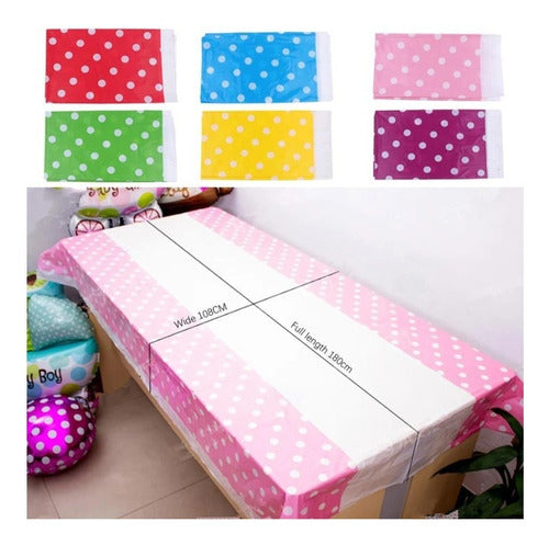 Mantel Plástico Para Fiestas Infantiles Puntos. 1.80x1.08m