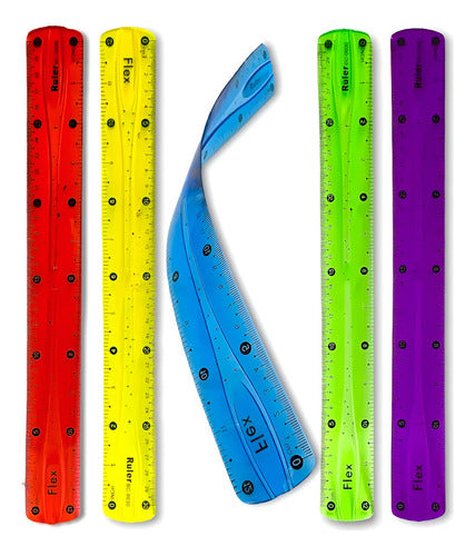 Regla Flexible De Colores Para Niños 30cm X24 Unidades Azul