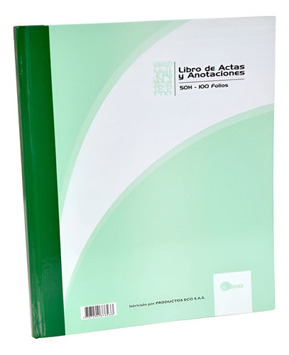 Libro Auxiliar De Actas 100 Folios 50 Hojas Pasta Dura Blanco Verde